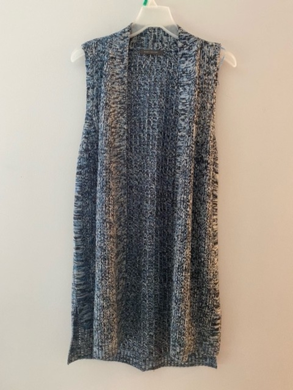 Suzy Shier Blue and White Marled Knit Midi Vest